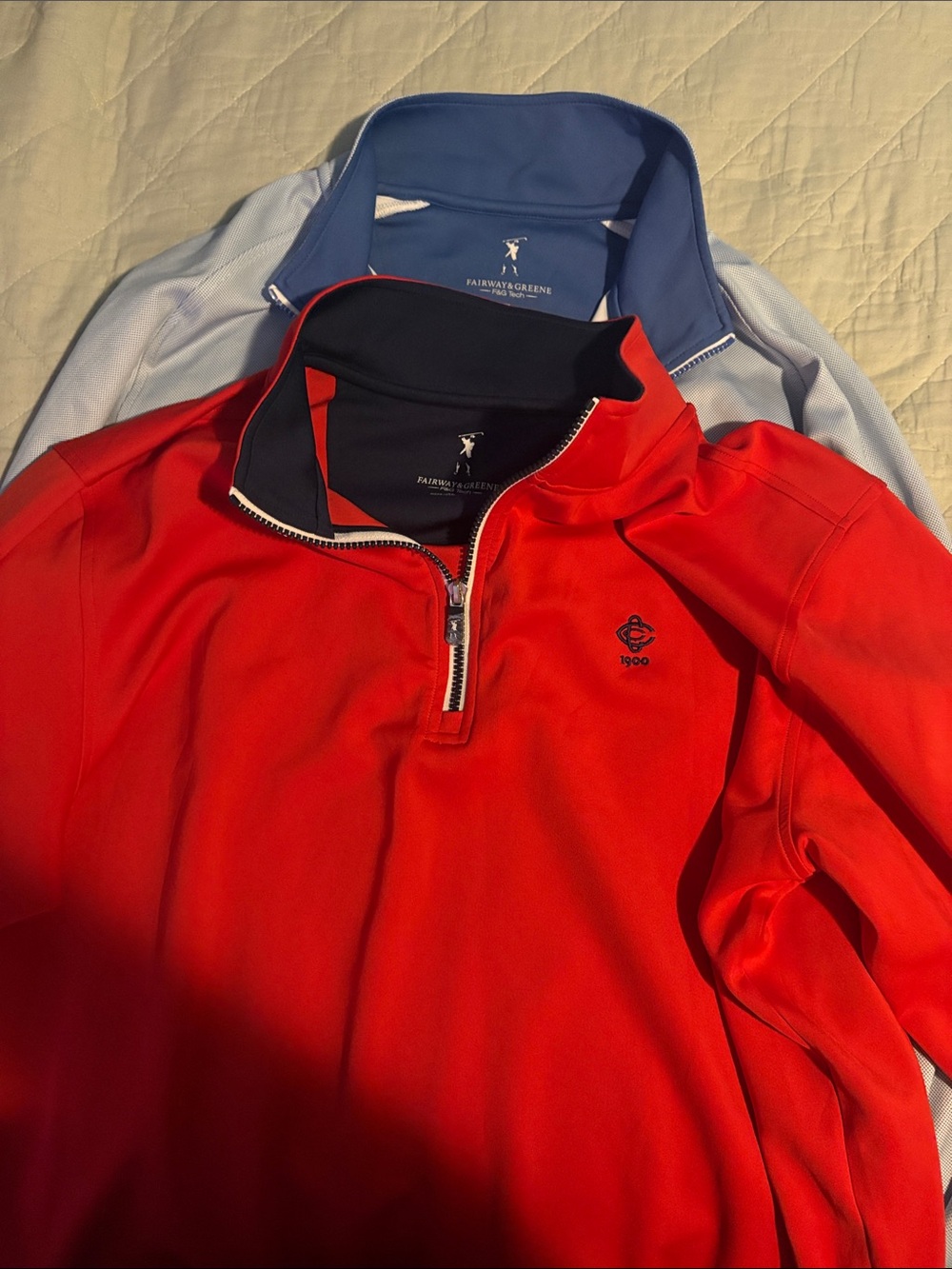 Fairway & Greene Red and Navy Half-Zip Golf Pullover